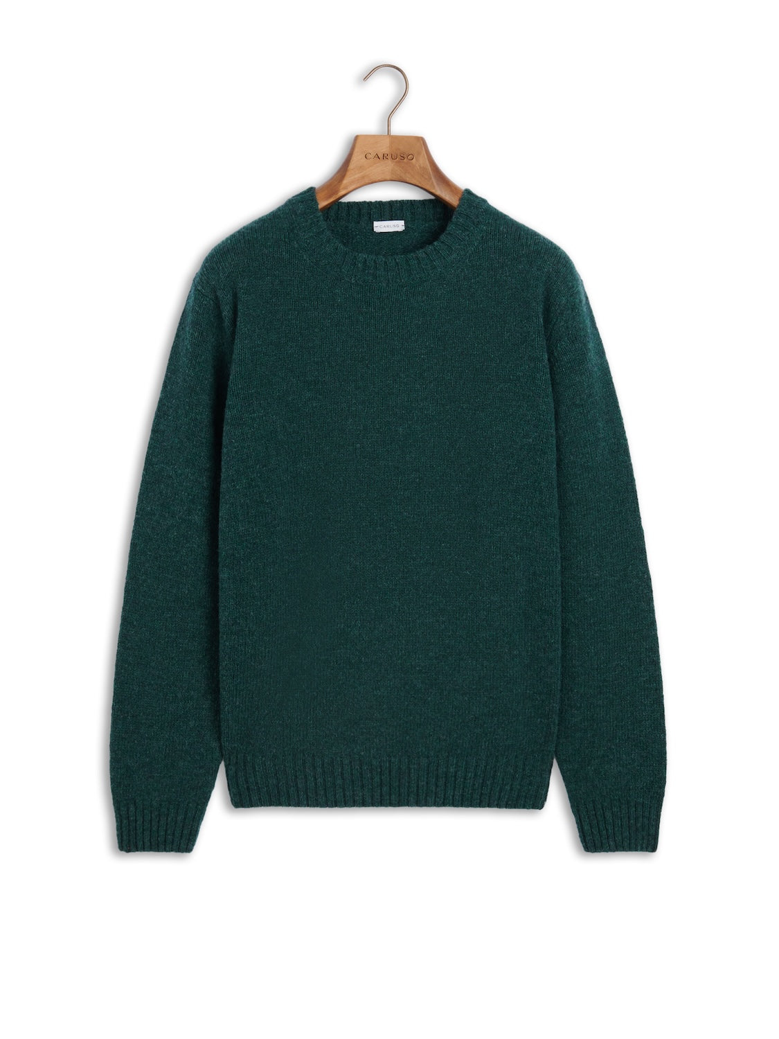 Maglia girocollo in lana Shetland verde