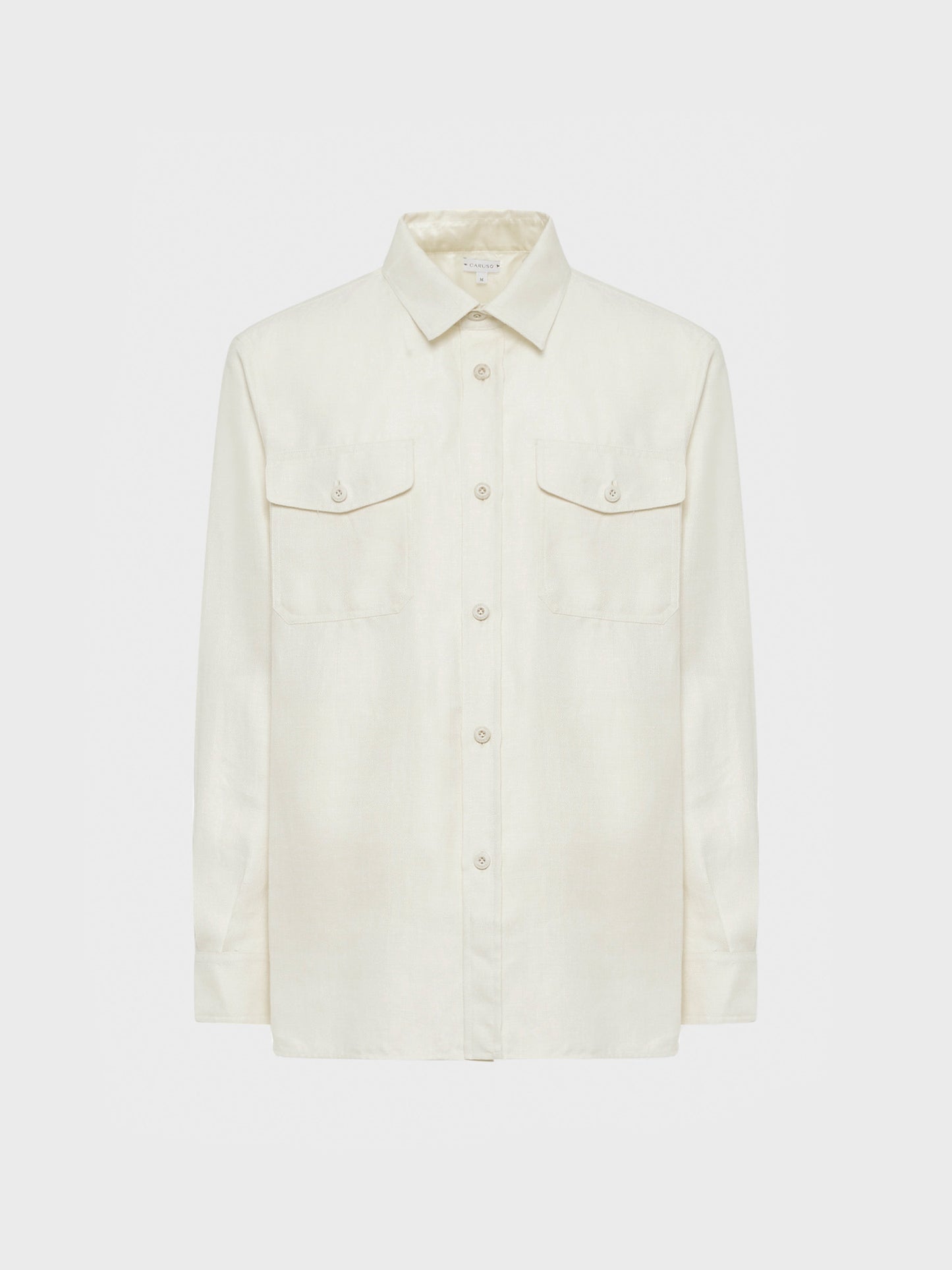 Caruso Menswear Abbigliamento Uomo Overshirt Overshirt in lino lana bianco look 1