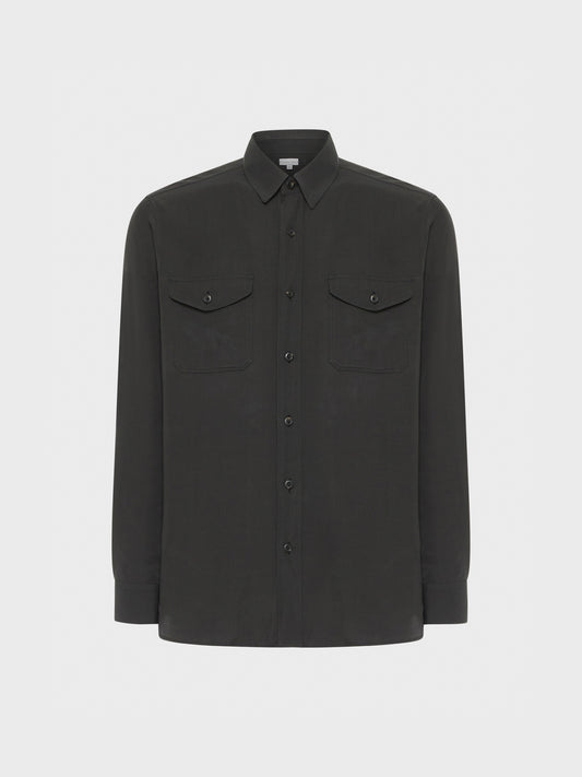 Caruso Menswear Abbigliamento Uomo Camicie Camicia in tencel carbone look 1