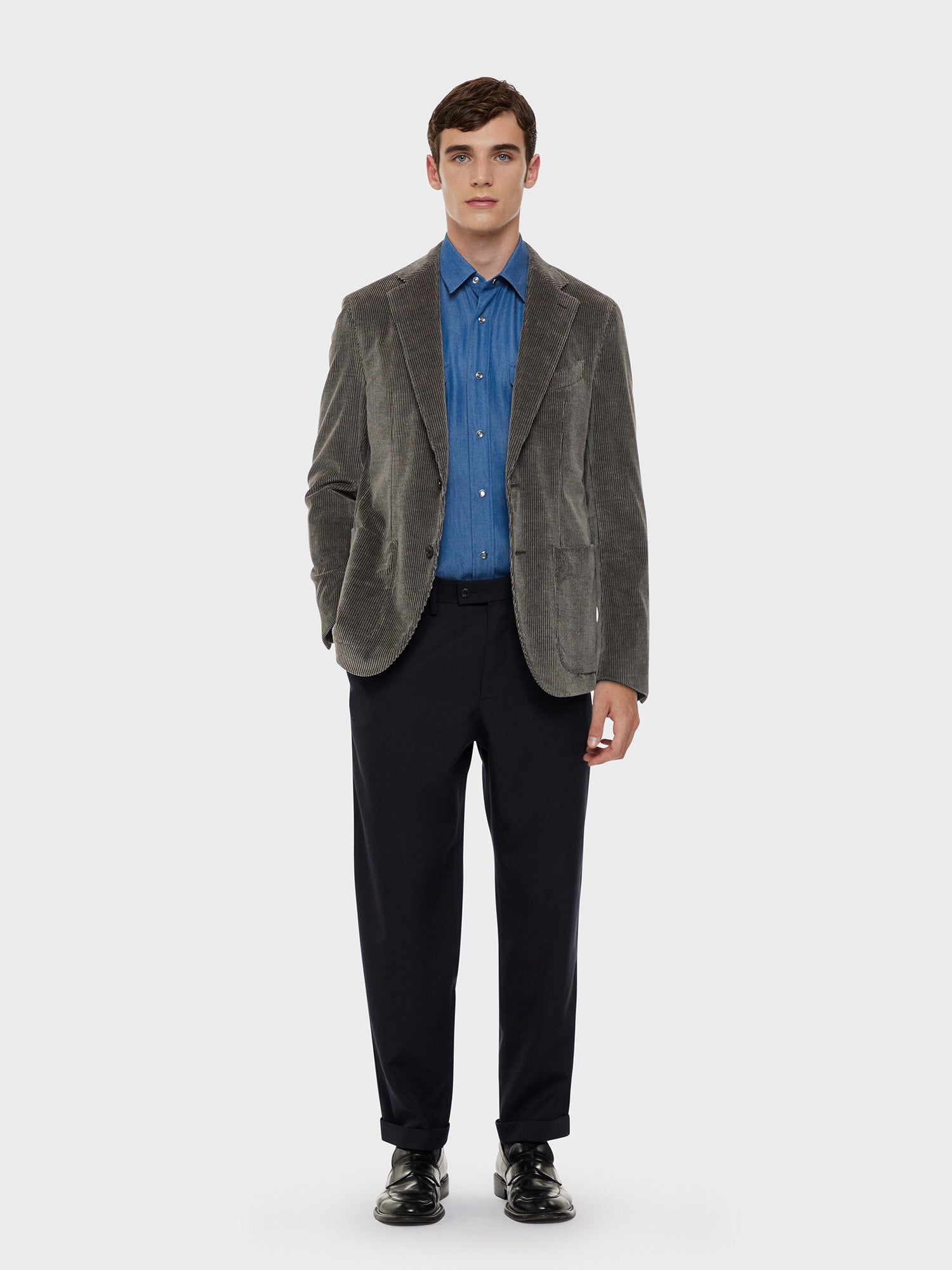 Caruso Menswear Abbigliamento Uomo Camicia in tencel blu denim total look
