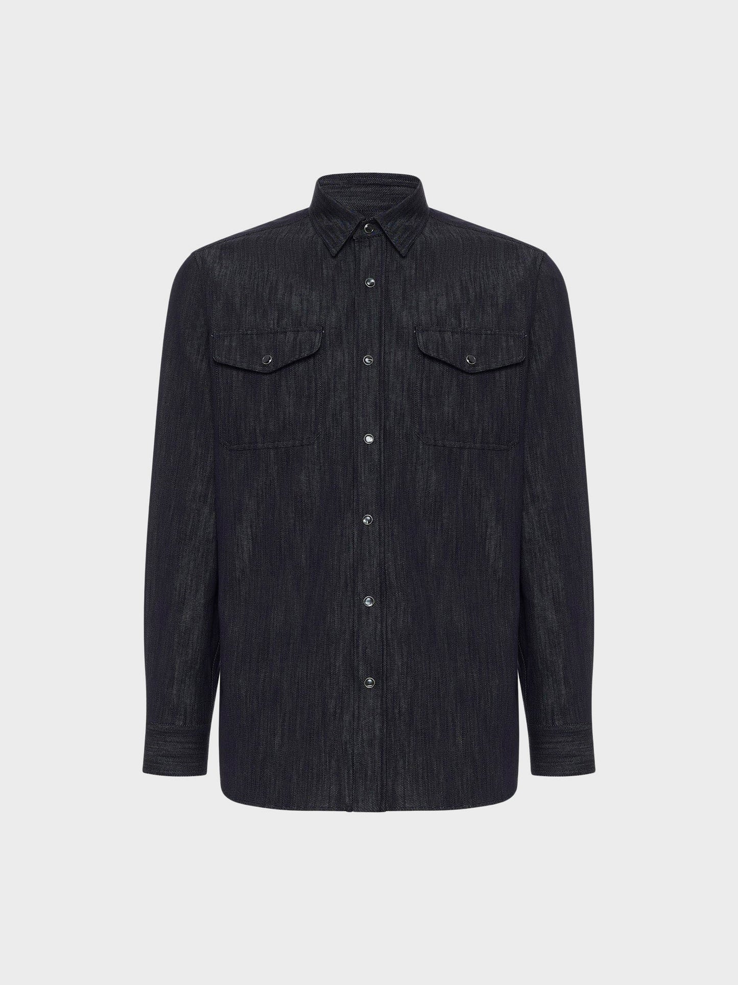 Caruso Menswear Abbigliamento Uomo Camicia in cotone denim blu scuro still