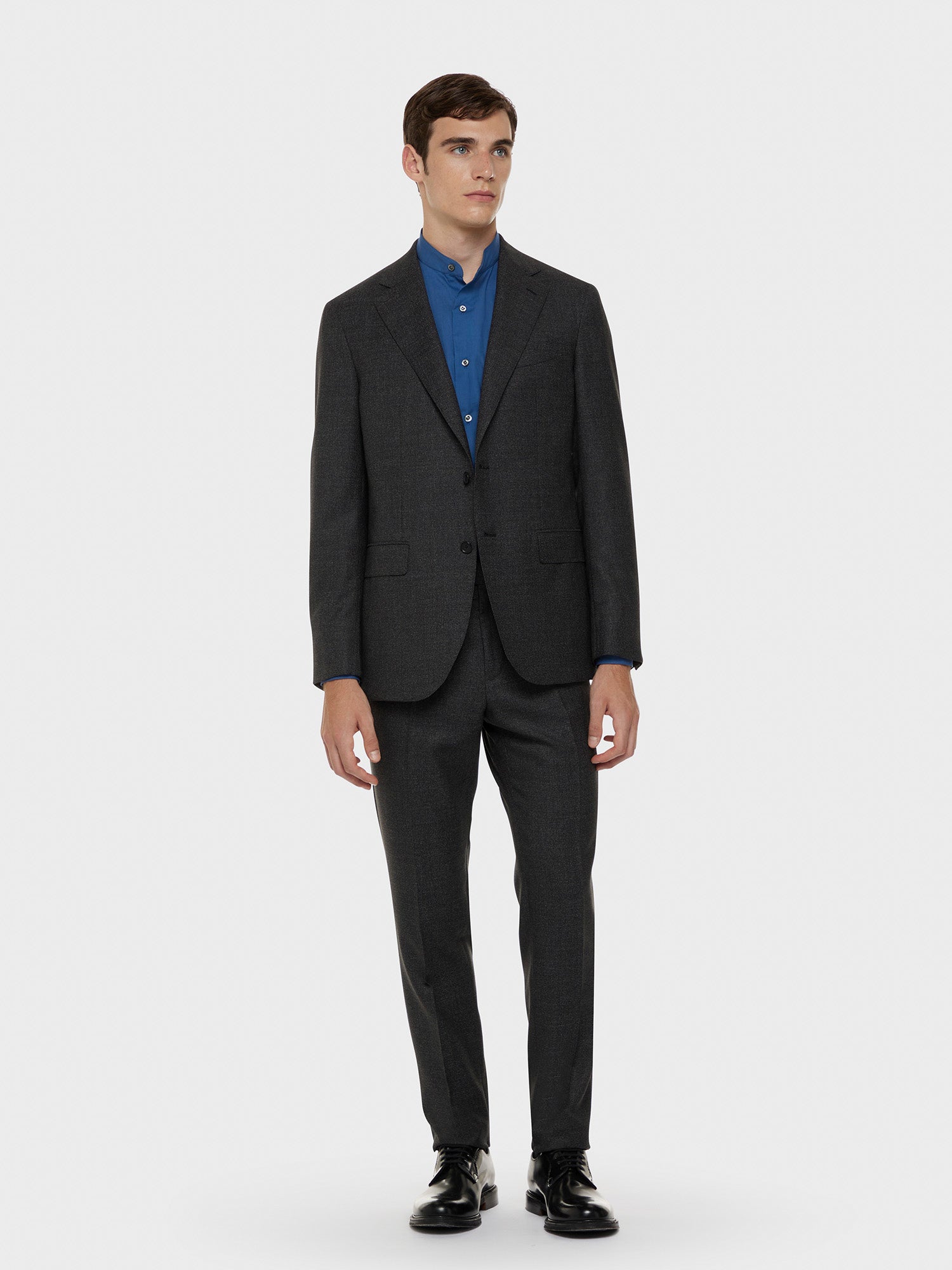 Caruso Menswear Abbigliamento Uomo Camicia coreana in cotone azzurra total look