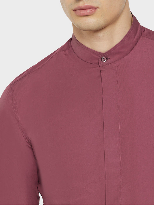 Camicia coreana in cotone bordeaux