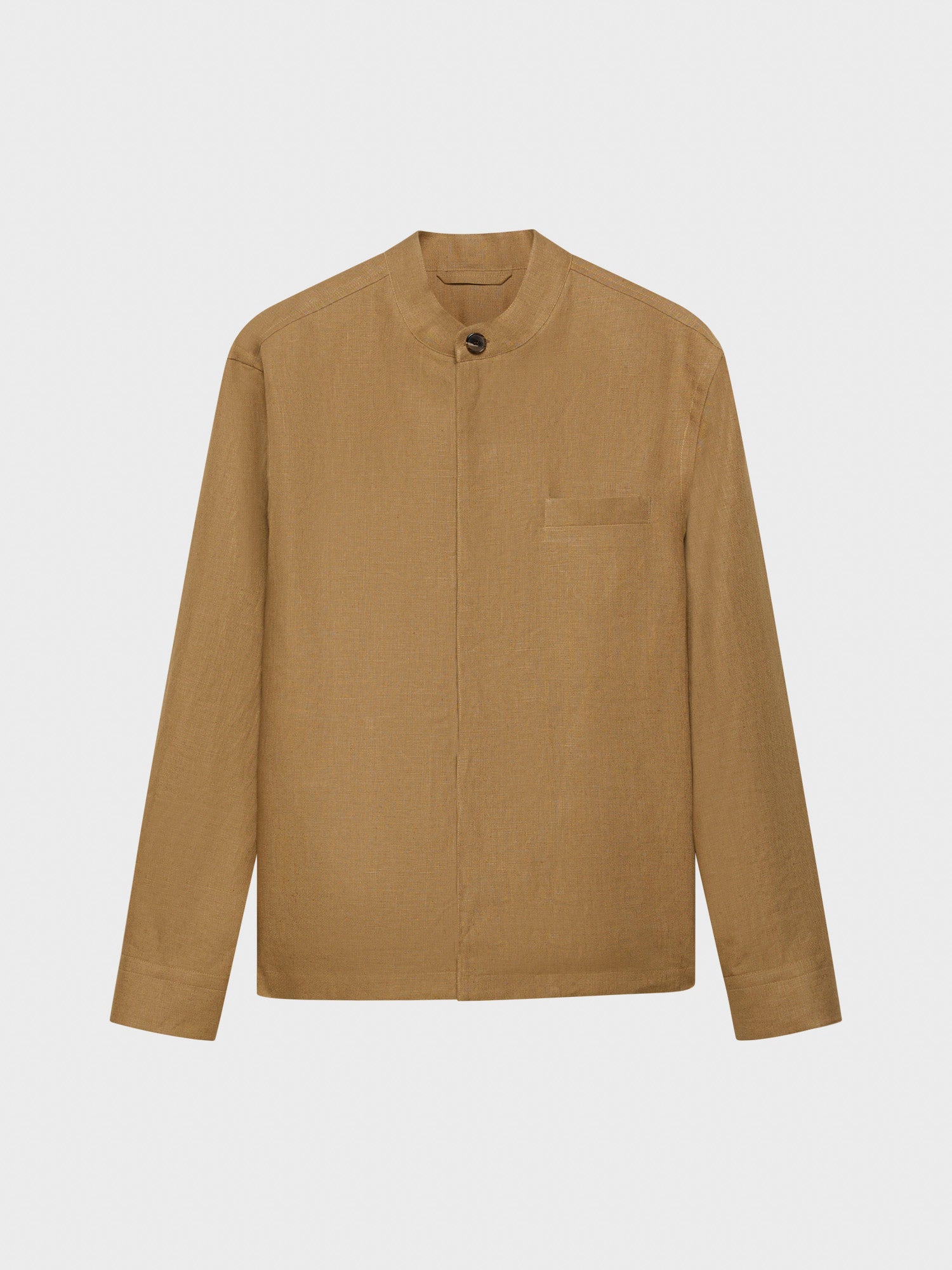 Caruso Menswear Abbigliamento Uomo Overshirt Overshirt in lino irlandese color cammello look 2