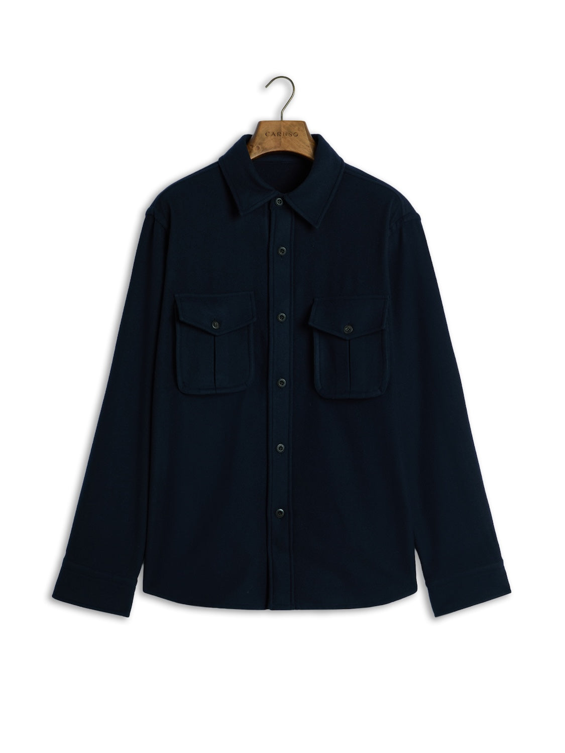 Overshirt in lana 180s' blu