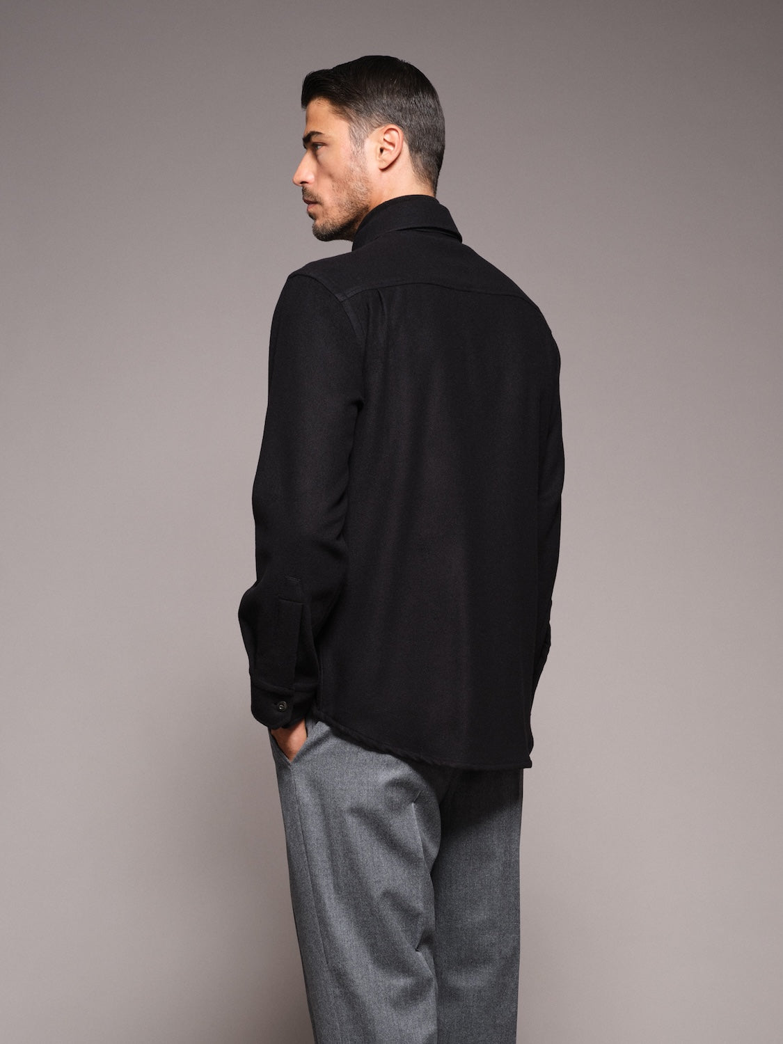 Overshirt in lana 180s' nera
