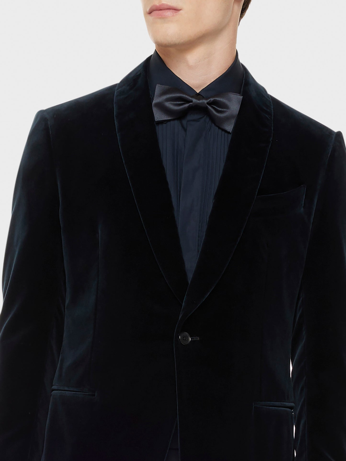 Caruso Menswear Abbigliamento Uomo Giacca da sera manon in velluto blu notte dettaglio