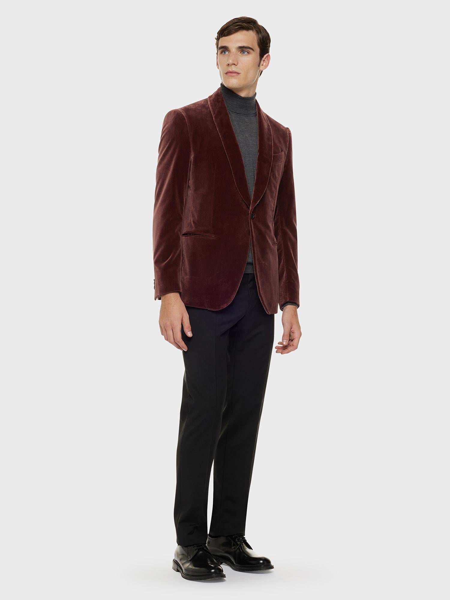 Caruso Menswear Abbigliamento Uomo Giacca da sera manon in velluto bordeaux total look