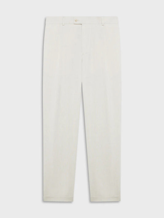 Pantalone carrot fit in lino e lana bianco