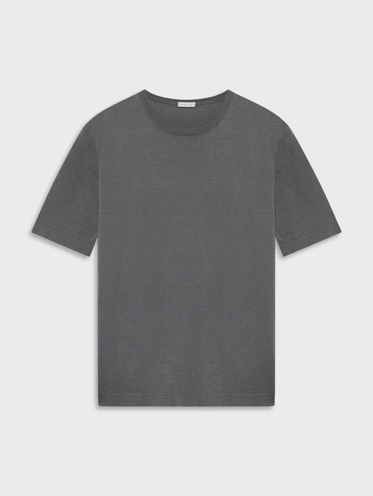 T-shirt in maglia di seta e cotone grigia