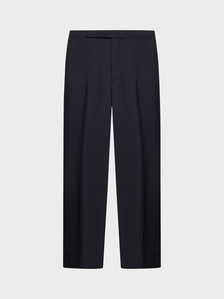 Caruso Menswear Abbigliamento Uomo Pantaloni Pantalone in lana e mohair blu navy look 2