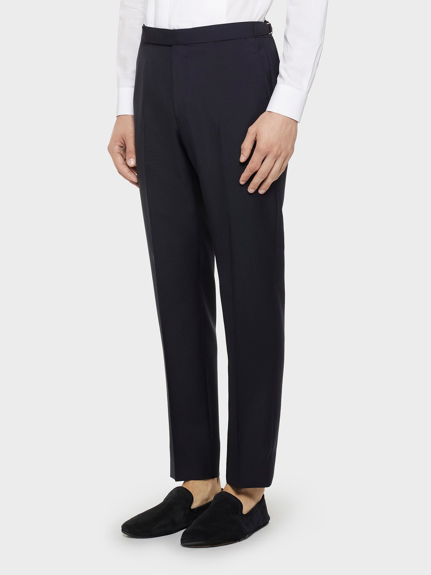 Caruso Menswear Abbigliamento Uomo Pantaloni Pantalone in lana e mohair blu navy look 1