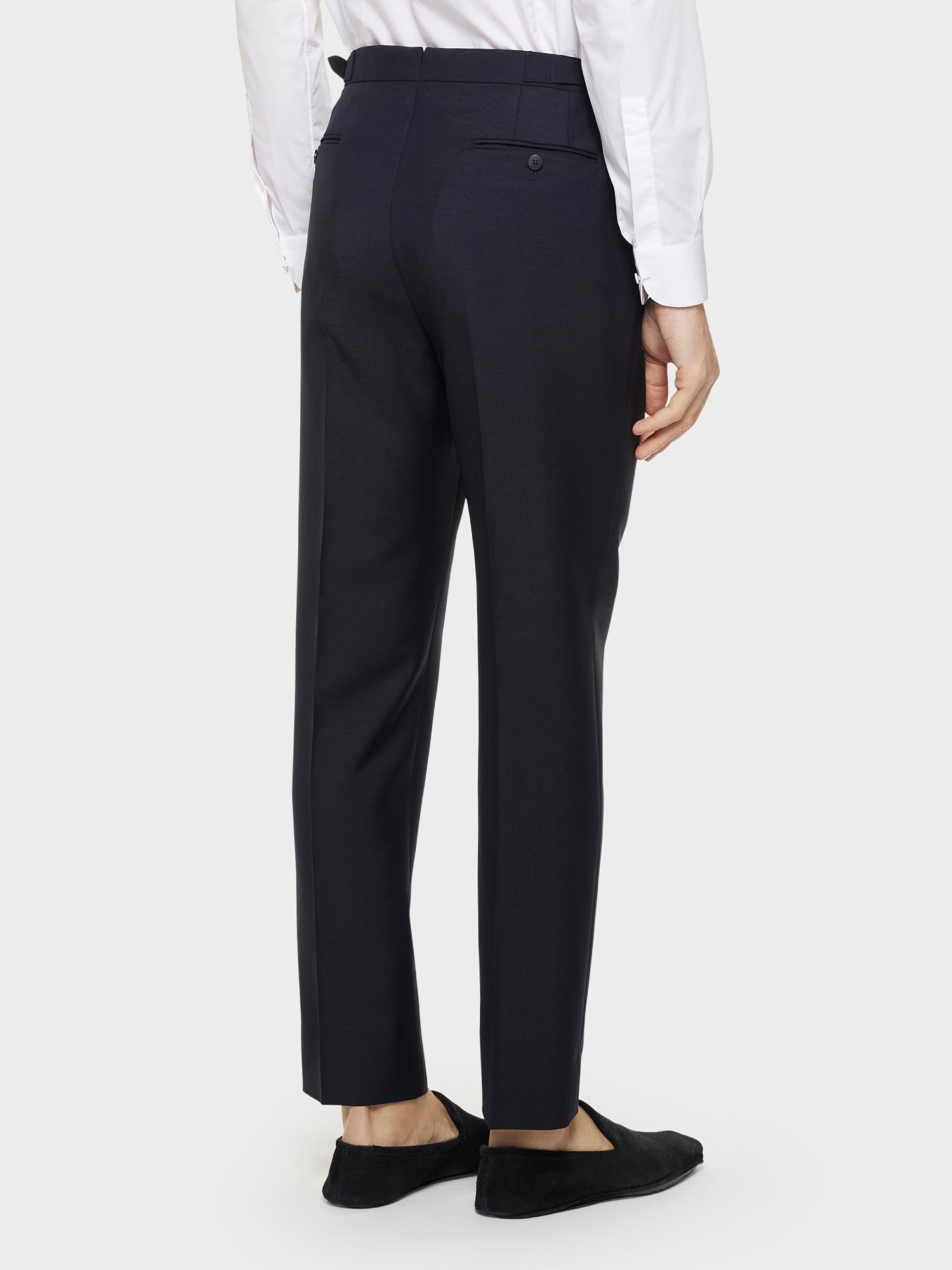 Caruso Menswear Abbigliamento Uomo Pantaloni Pantalone in lana e mohair blu navy look 4