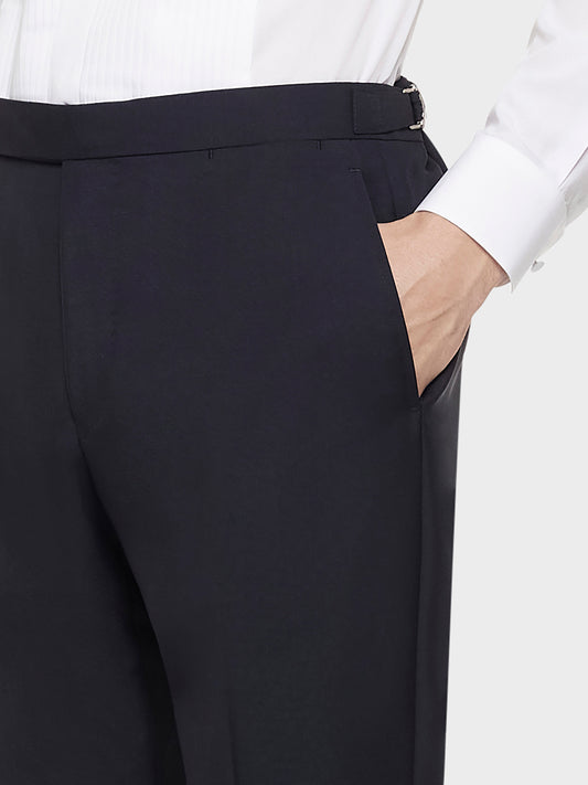 Caruso Menswear Abbigliamento Uomo Pantaloni Pantalone in lana e mohair blu navy look 5