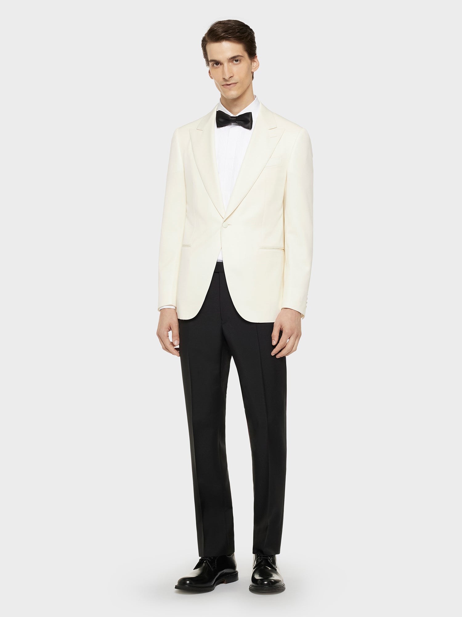 Caruso Menswear Abbigliamento Uomo Pantaloni Pantalone in lana e mohair nero look 3