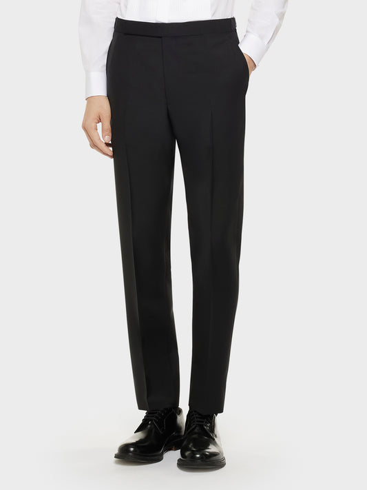 Caruso Menswear Abbigliamento Uomo Pantaloni Pantalone in lana e mohair nero look 1