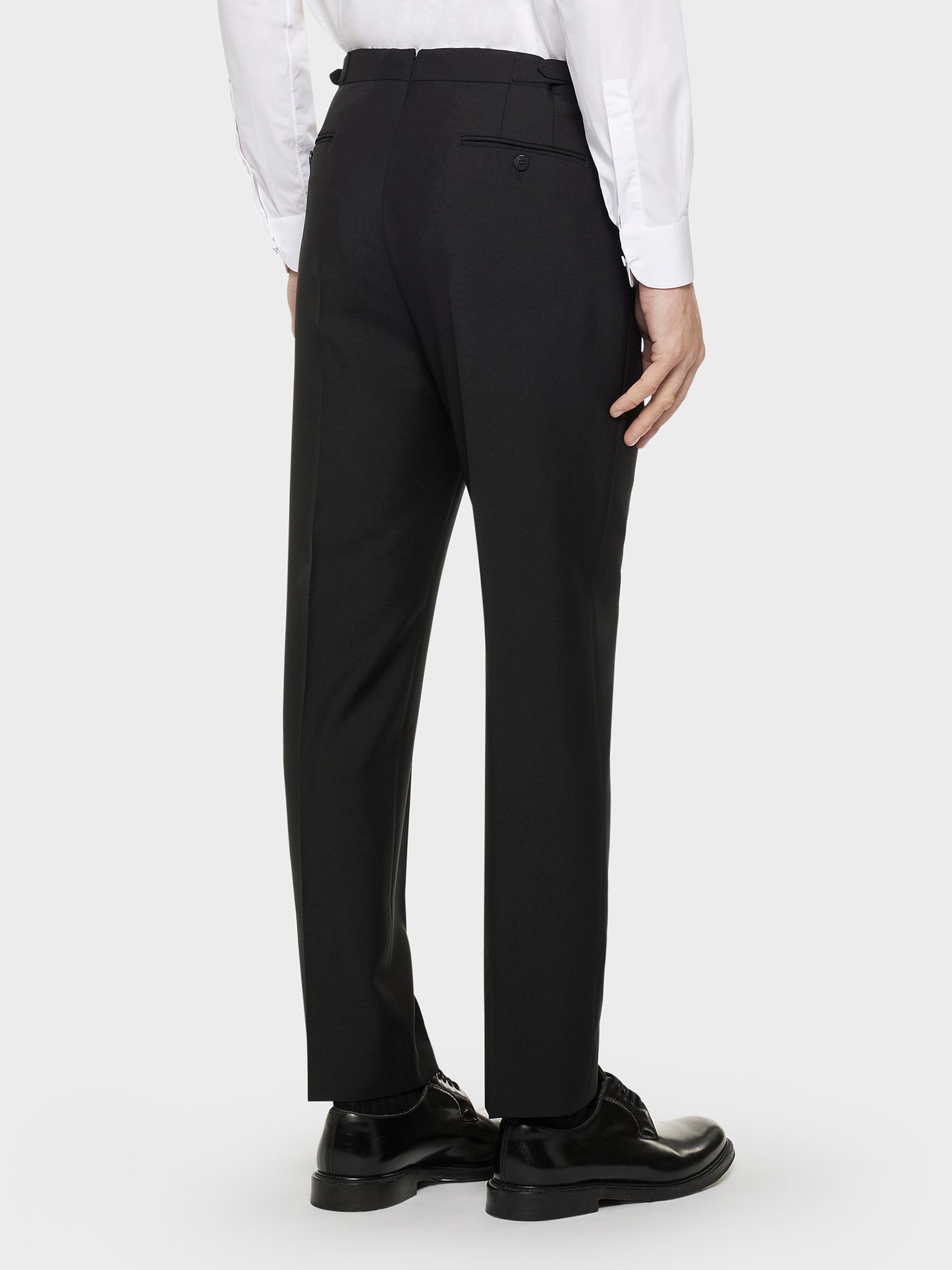 Caruso Menswear Abbigliamento Uomo Pantaloni Pantalone in lana e mohair nero look 4