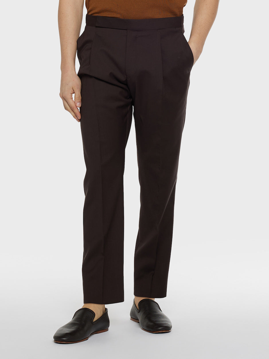 Caruso Menswear Abbigliamento Uomo Pantaloni Pantalone da giacca in barathea di lana marrone look 3