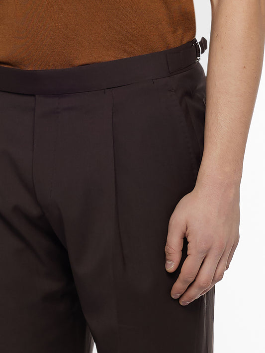 Caruso Menswear Abbigliamento Uomo Pantaloni Pantalone da giacca in barathea di lana marrone look 5