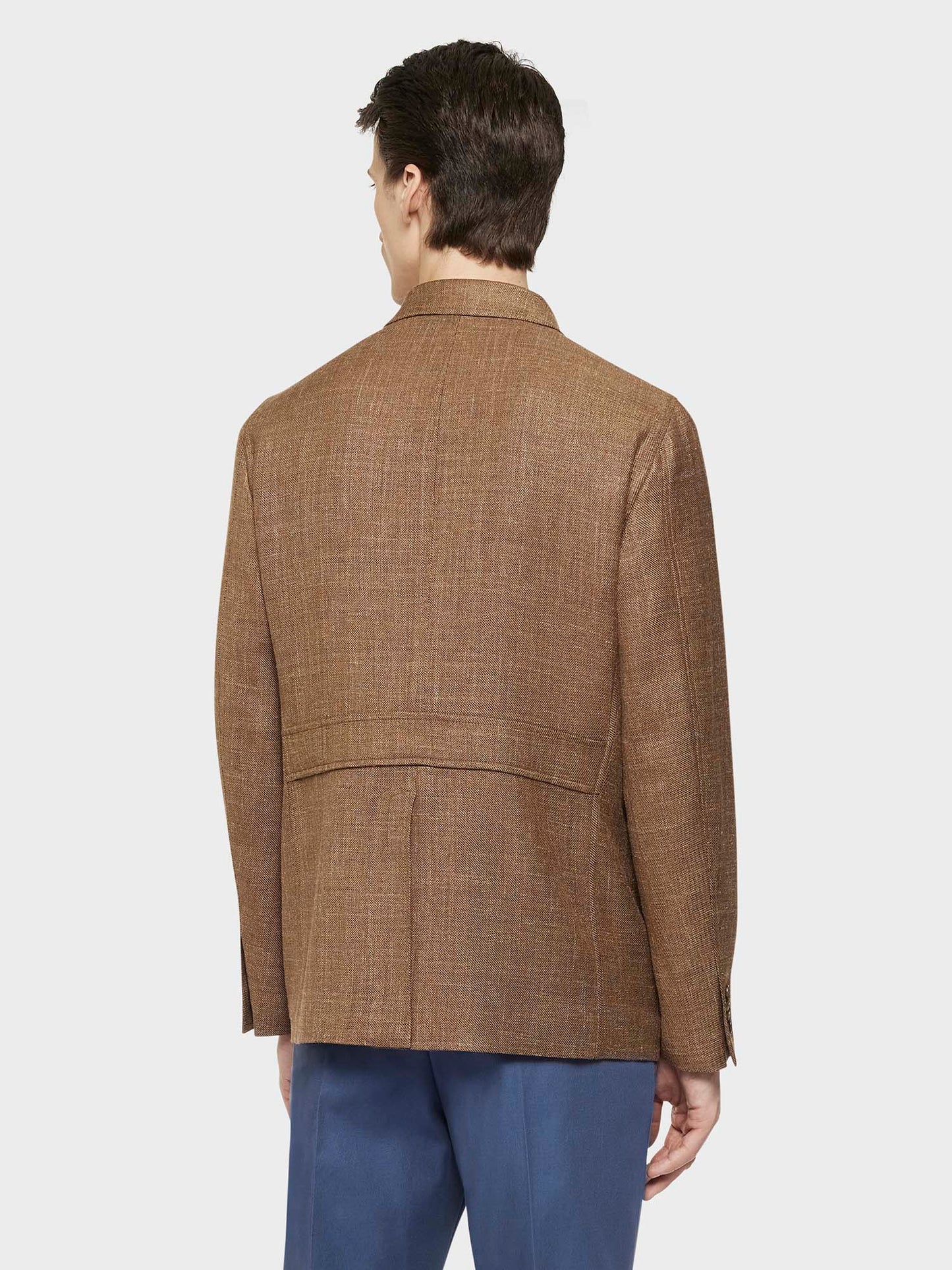 Caruso Menswear Abbigliamento Uomo Giacche Giacca sahariana in lana, seta e lino beige look 4