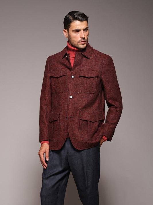 Giacca sahariana Saba in lana bordeaux