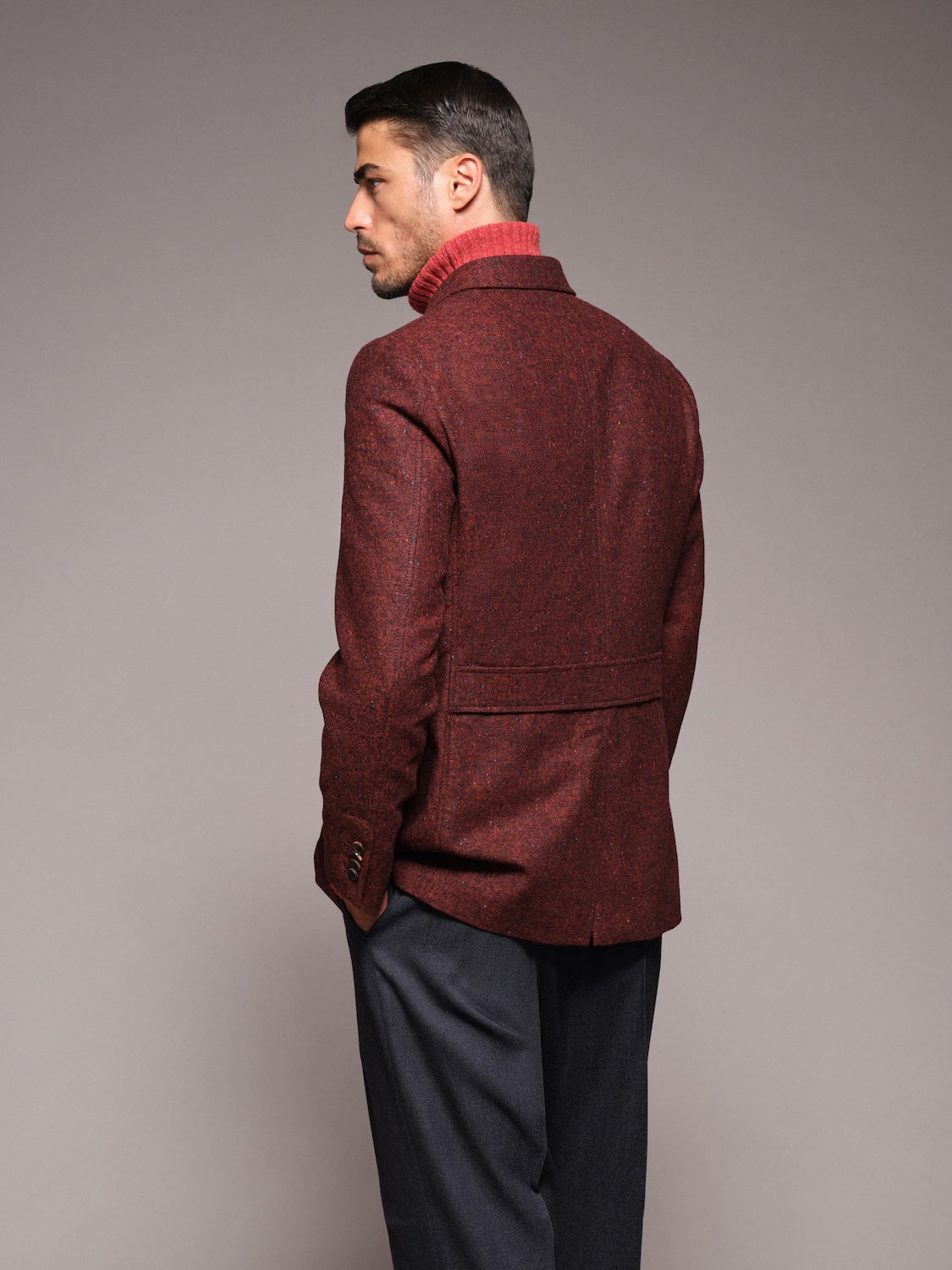 Giacca sahariana Saba in lana bordeaux