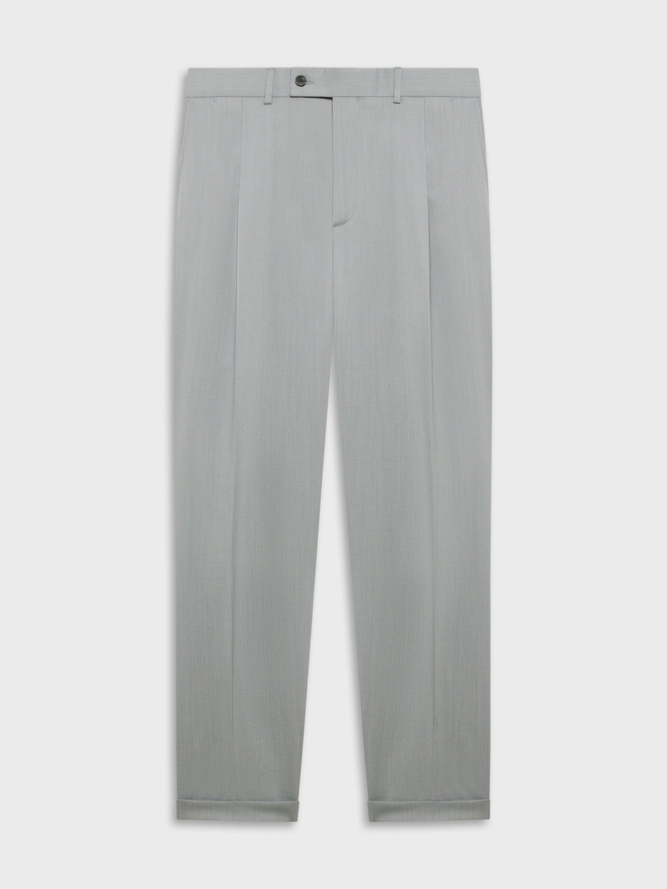 Caruso Menswear Abbigliamento Uomo Pantaloni Pantalone slim fit in flanella di lana grigio look 1
