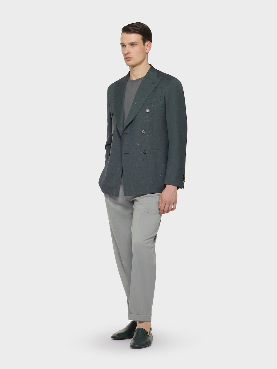 Caruso Menswear Abbigliamento Uomo Pantaloni Pantalone slim fit in flanella di lana grigio look 2