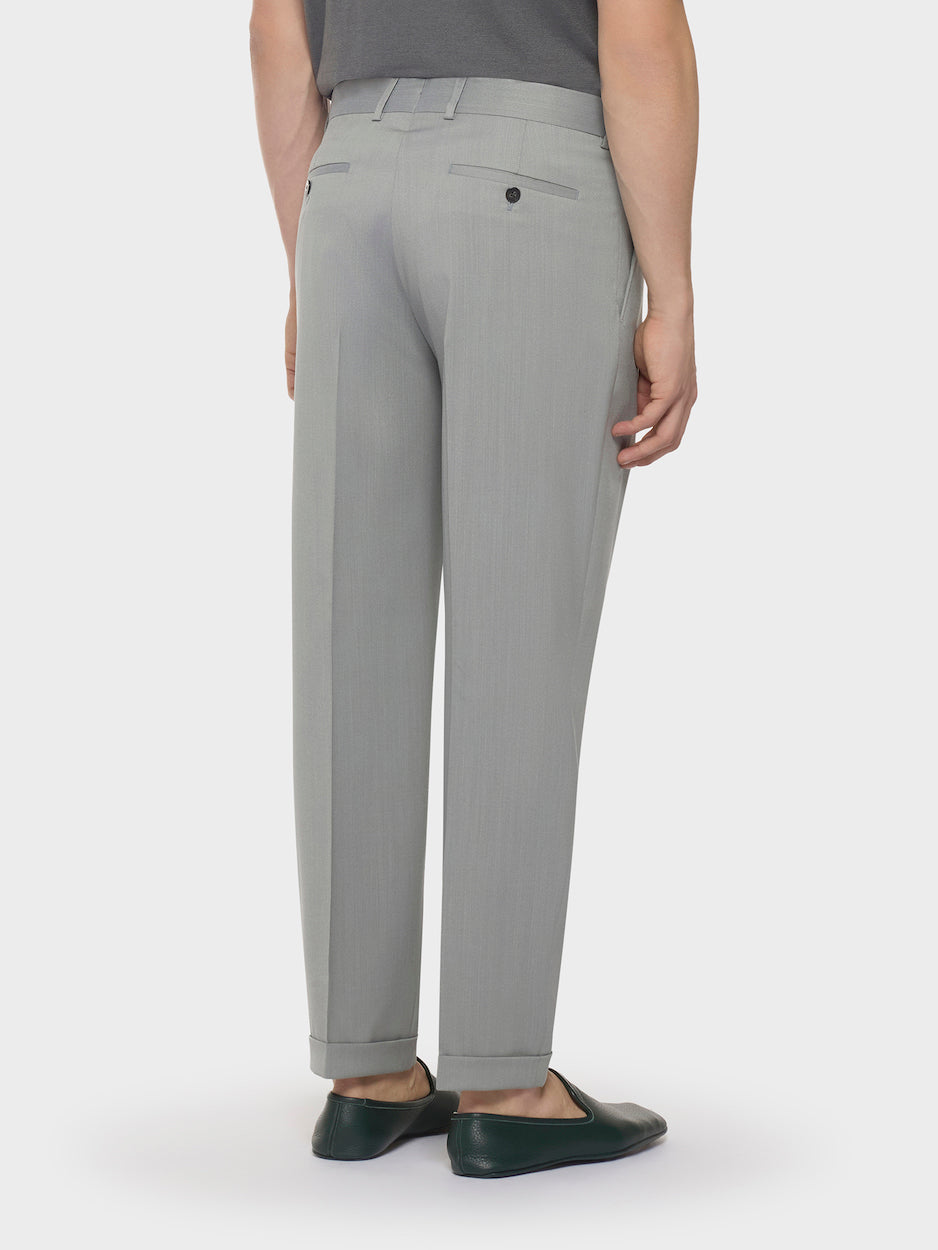 Caruso Menswear Abbigliamento Uomo Pantaloni Pantalone slim fit in flanella di lana grigio look 4