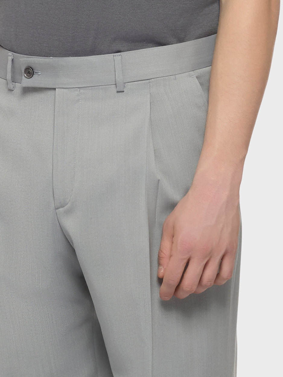 Caruso Menswear Abbigliamento Uomo Pantaloni Pantalone slim fit in flanella di lana grigio look 5