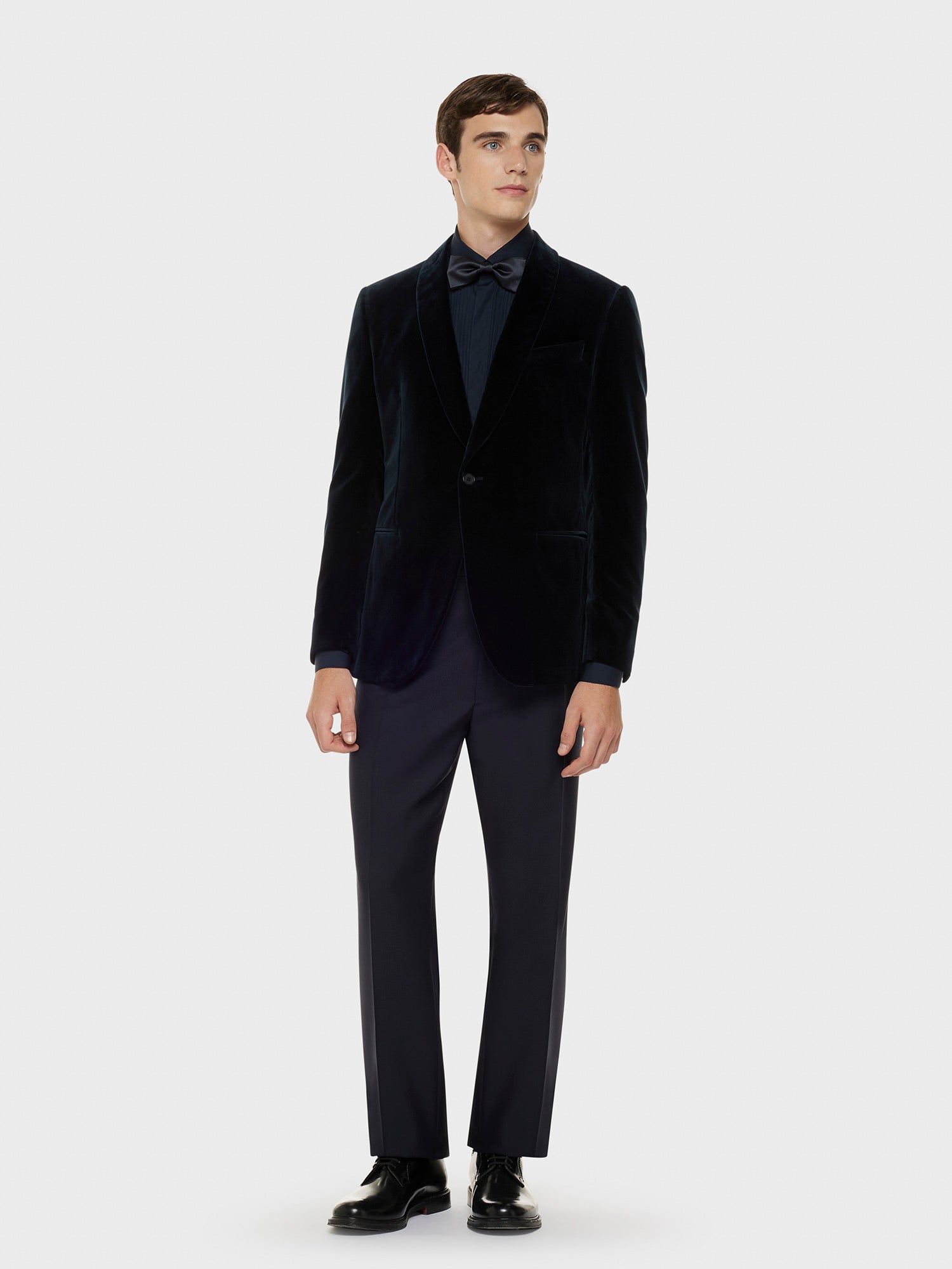 Caruso Menswear Abbigliamento Uomo Camicia da cerimonia in cotone blu notte total look