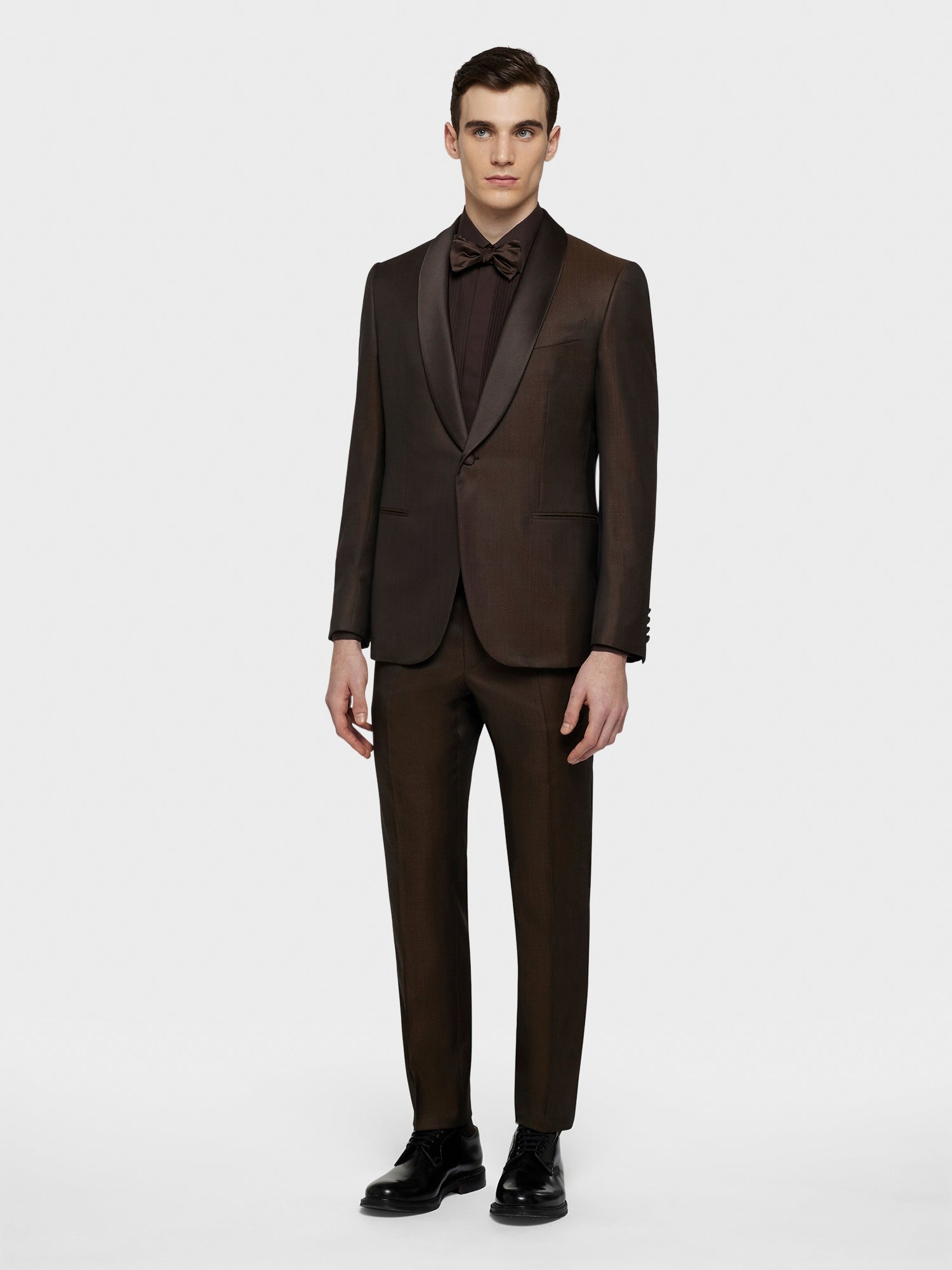 Caruso Menswear Abbigliamento Uomo Camicia da cerimonia in cotone marrone total look