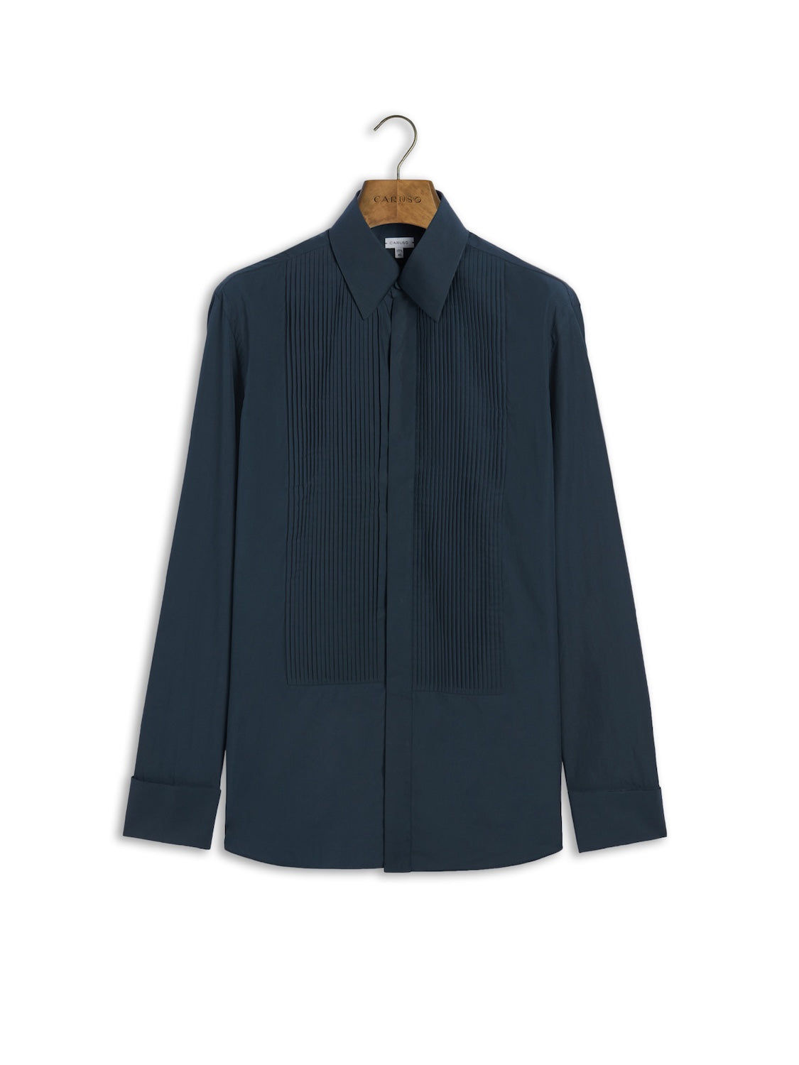 Camicia con plissé in cotone blu
