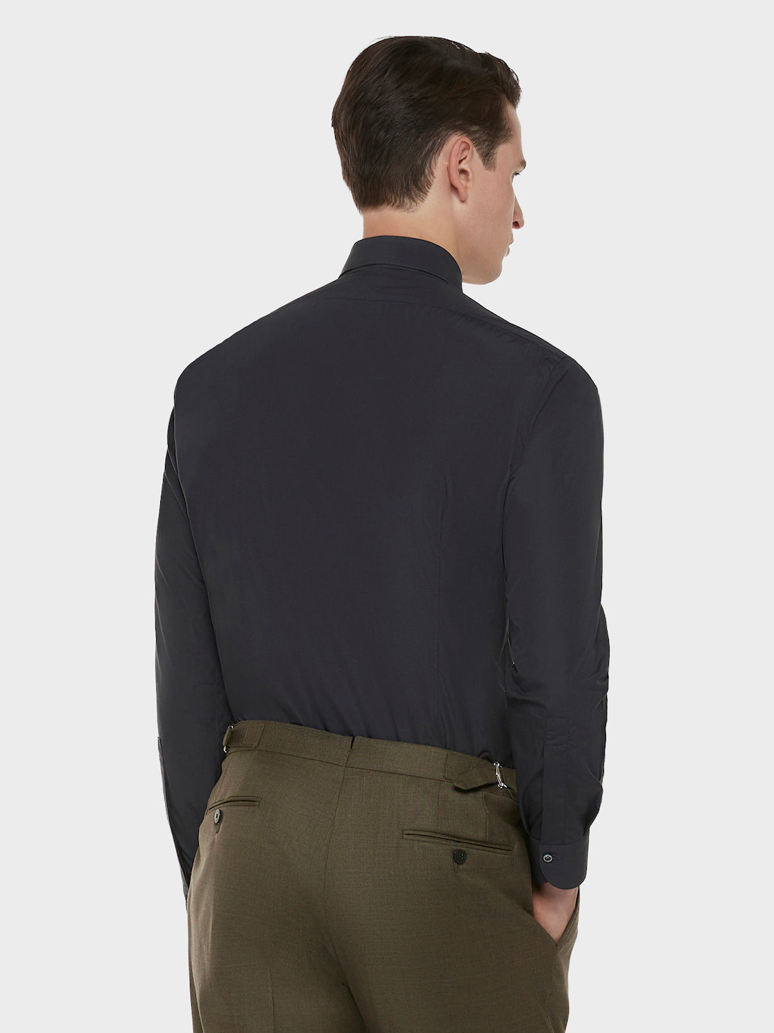 Caruso Menswear Abbigliamento Uomo Camicie Camicia slim in cotone grigio antracite look 4