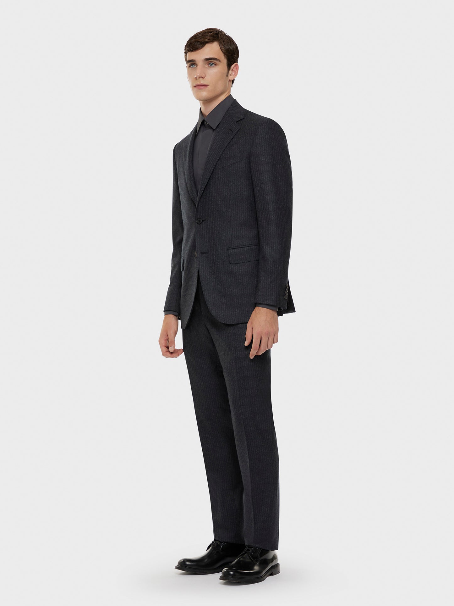 Caruso Menswear Abbigliamento Uomo Camicia slim in cotone grigia total look