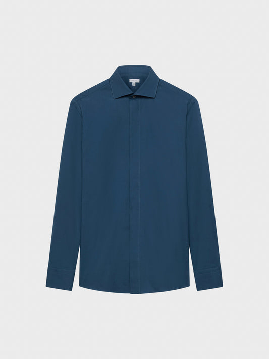 Caruso Menswear Abbigliamento Uomo Camicie Camicia slim in cotone blu notte look 2