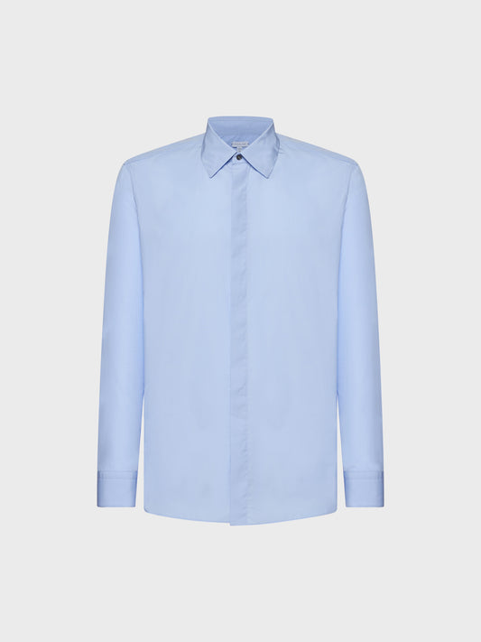 Caruso Menswear Abbigliamento Uomo Camicie Camicia slim in cotone azzurra look 1