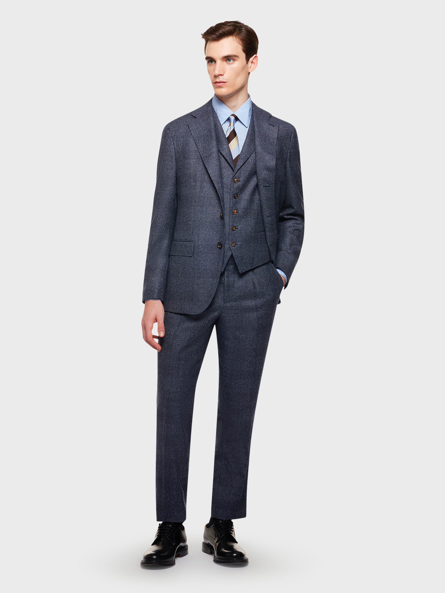 Caruso Menswear Abbigliamento Uomo Camicie Camicia slim in cotone azzurra look 2
