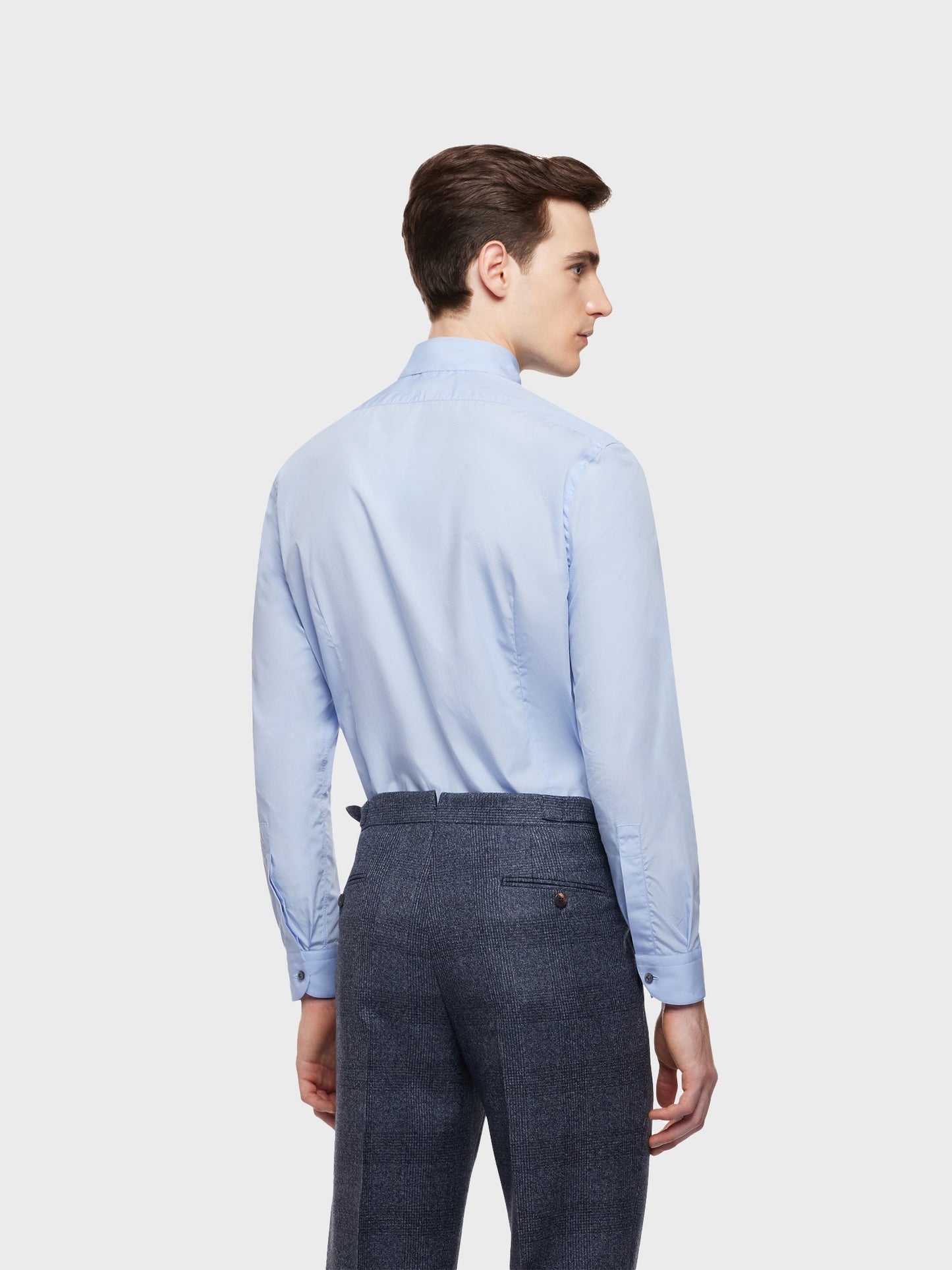 Caruso Menswear Abbigliamento Uomo Camicie Camicia slim in cotone azzurra look 4