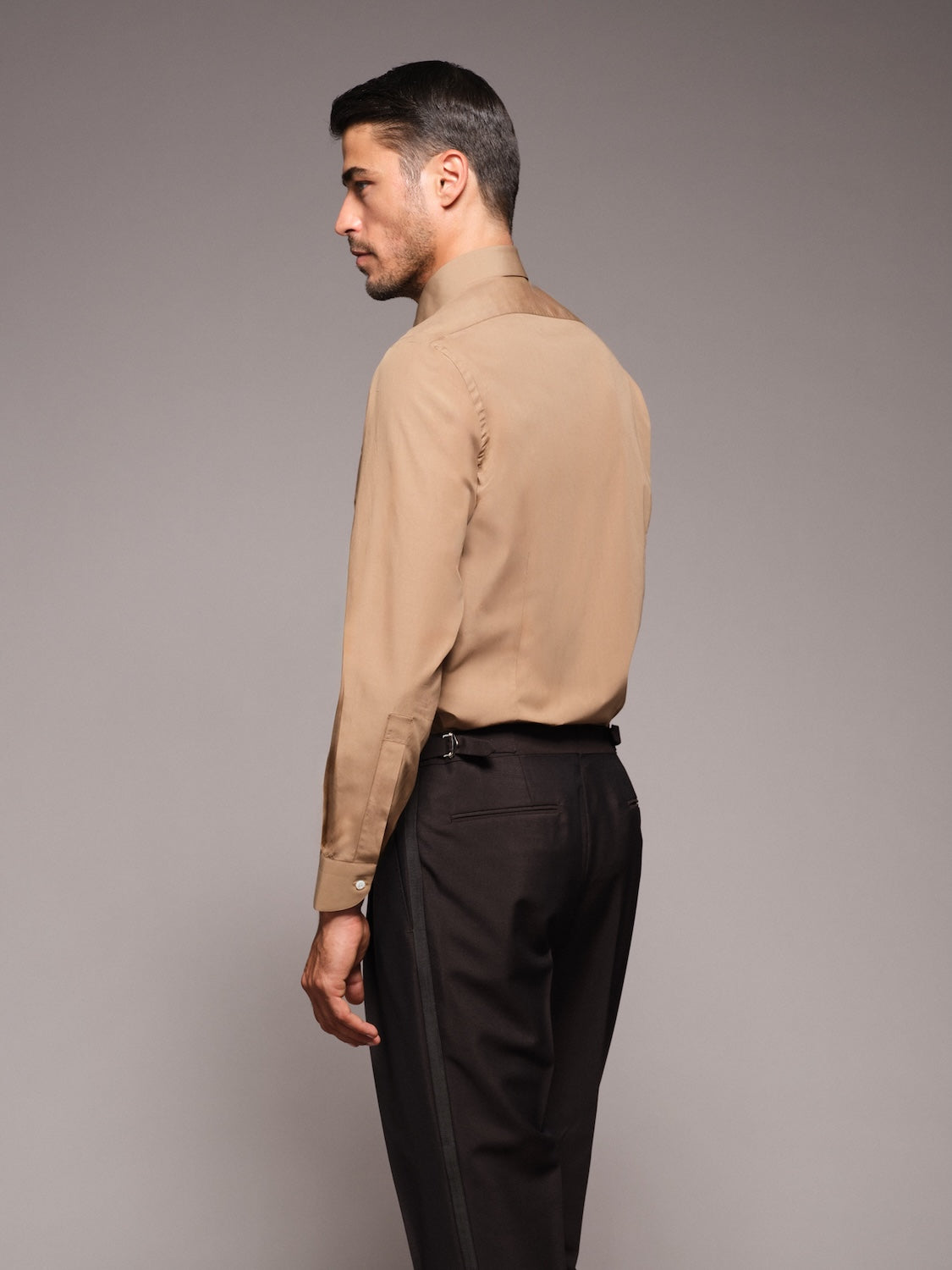 Camicia slim in cotone cannella