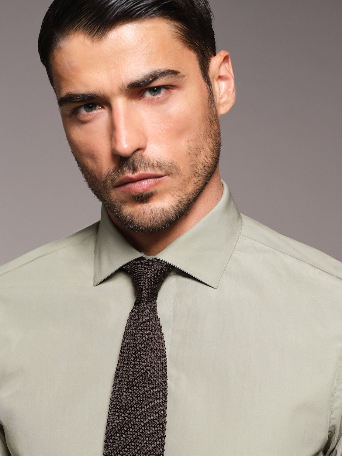 Camicia slim in cotone verde