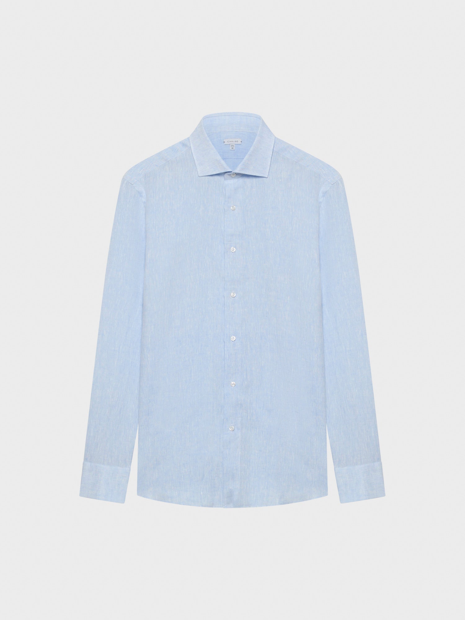 Caruso Menswear Abbigliamento Uomo Camicie Camicia slim in lino azzurra look 2