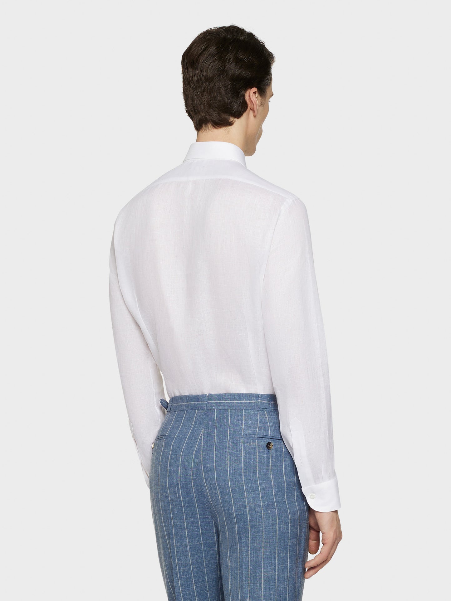 Caruso Menswear Abbigliamento Uomo Camicie Camicia slim in lino bianca look 4