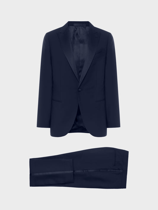 Abito Smoking Norma in tela di lana/mohair in blu