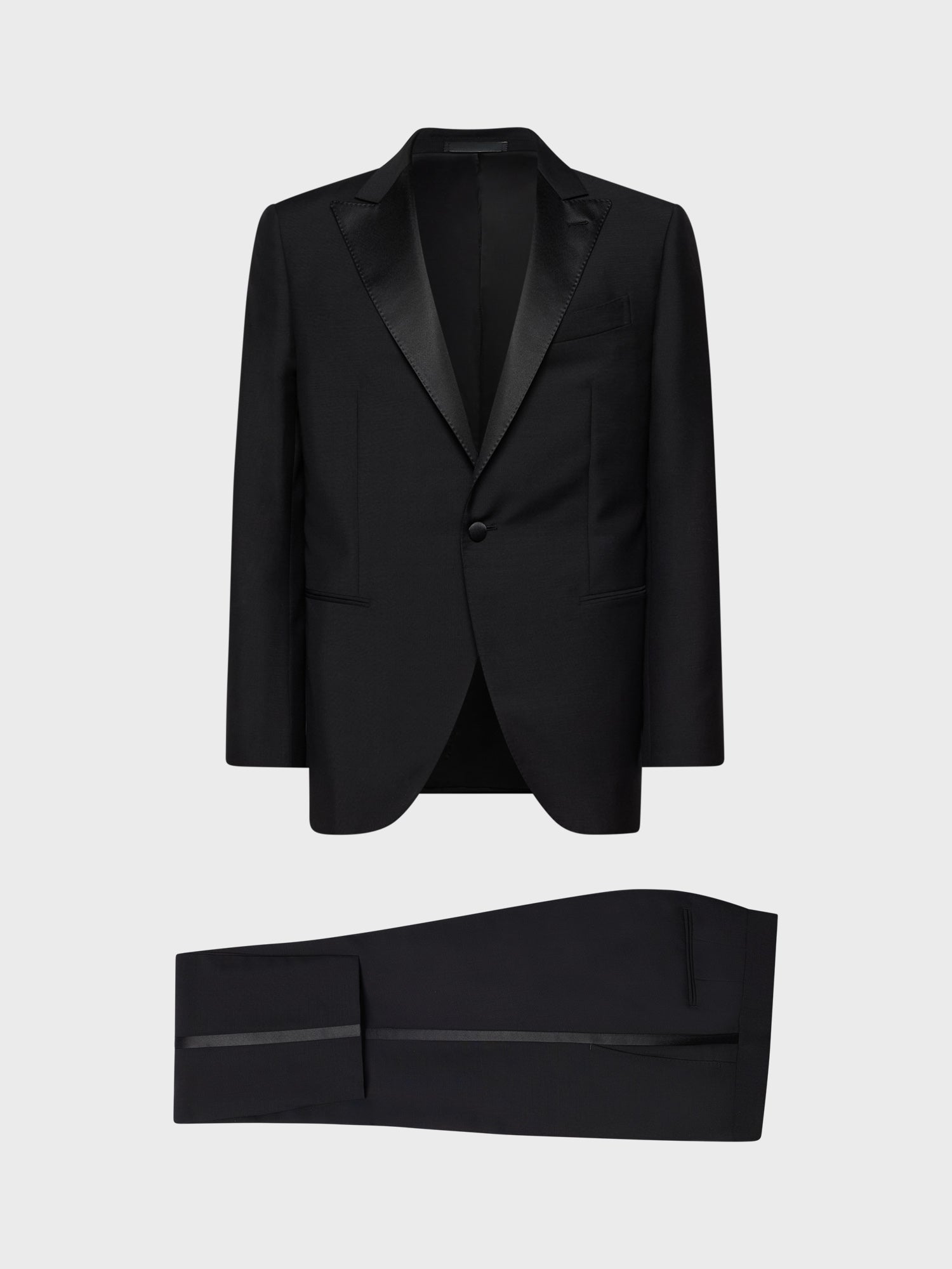 Caruso Menswear Abbigliamento Uomo Abito smoking norma in lana mohair nero still