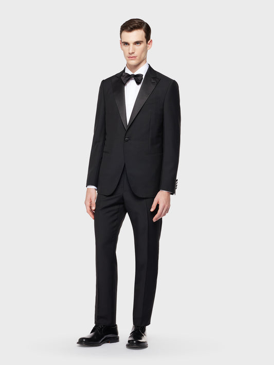 Caruso Menswear Abbigliamento Uomo Abito smoking norma in lana mohair nero total look
