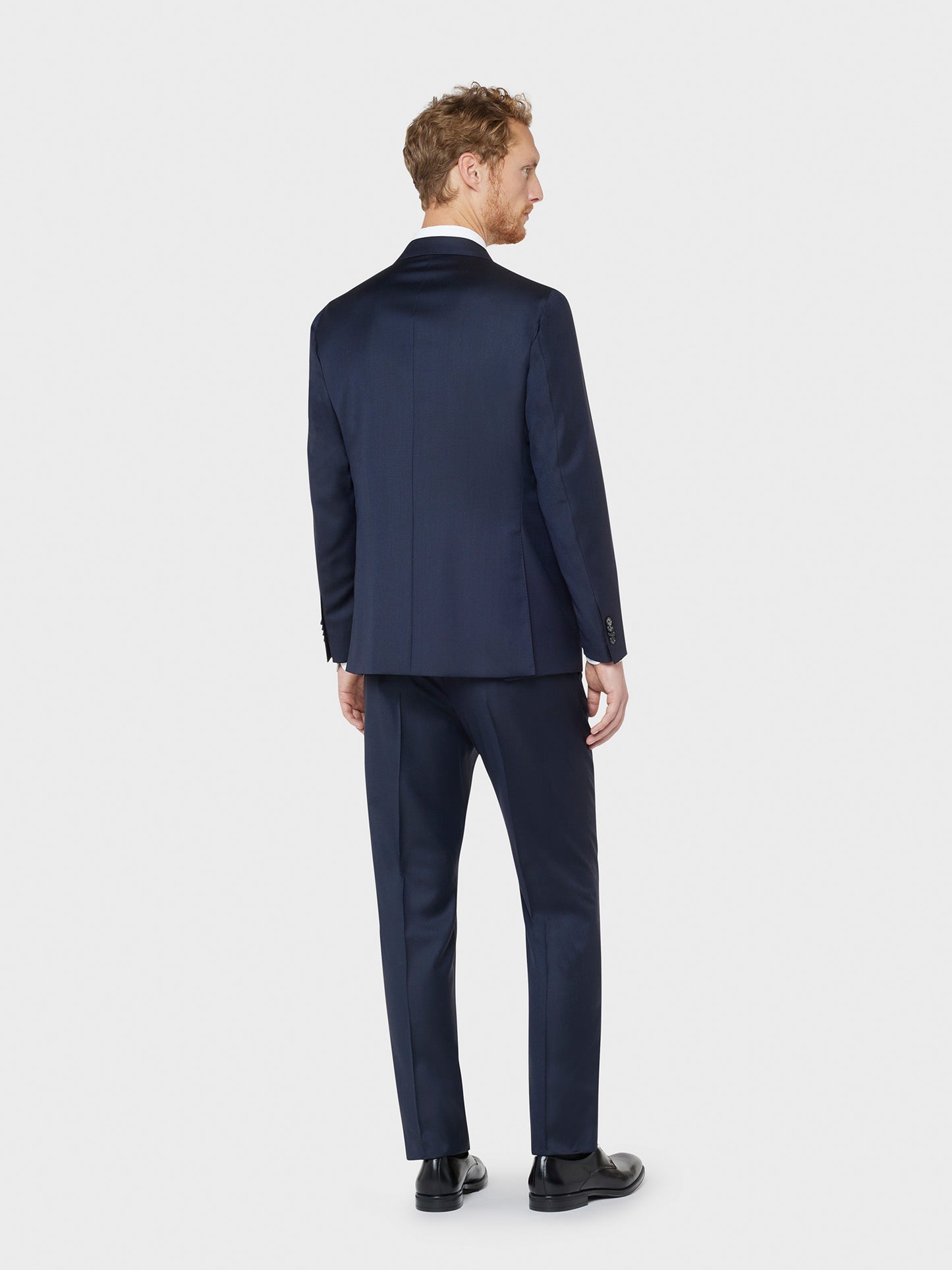 Caruso Menswear Abbigliamento Uomo Abito Aida monopetto di lana 130's blu drop 7R indossato back