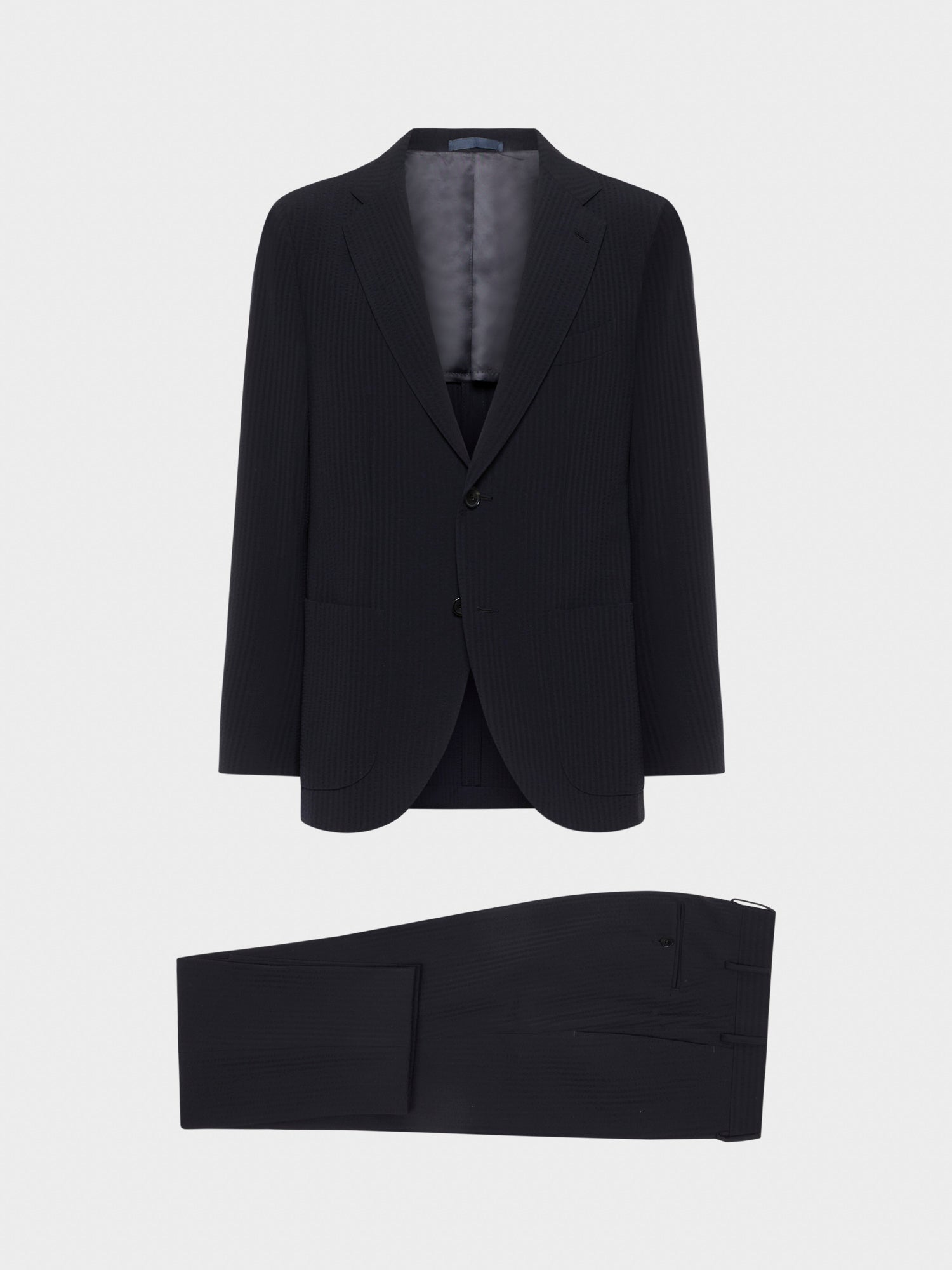 Caruso Menswear Abbigliamento Uomo Abito Aida in Seersucker di lana blu drop 8R giacca e pantalone
