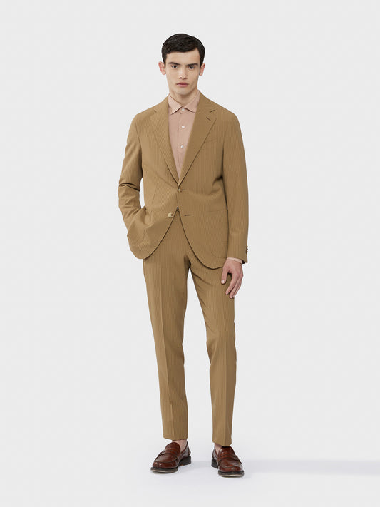 Caruso Menswear Abbigliamento Uomo Abito Aida in Seersucker di lana marrone drop 8R total look