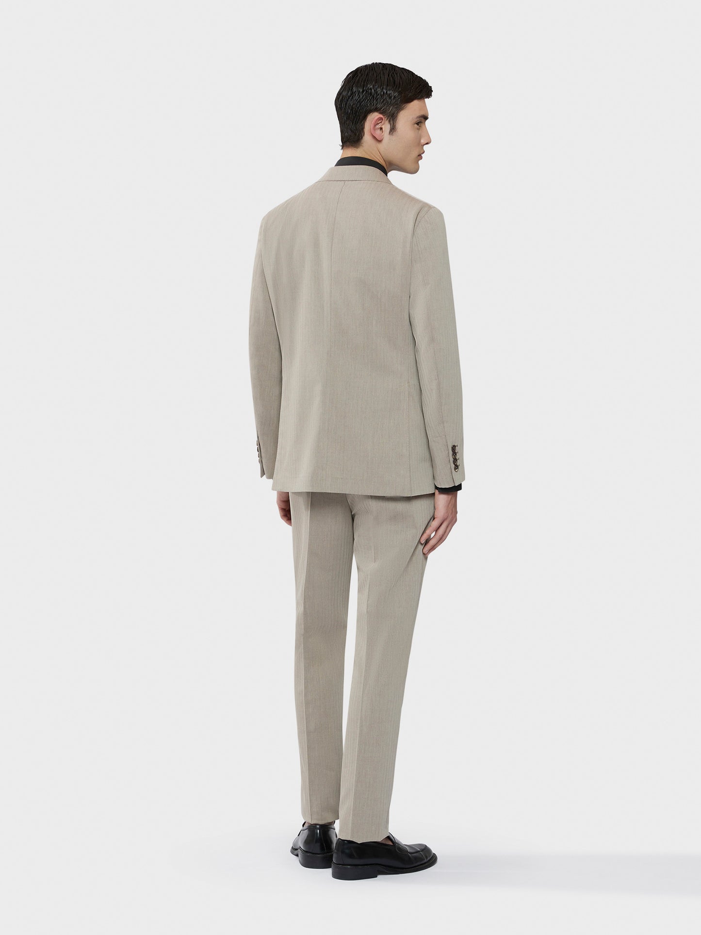 Caruso Menswear Abbigliamento Uomo Abito da uomo semifoderato in Solaro lana cotone "Nuage" drop 8R indossato back